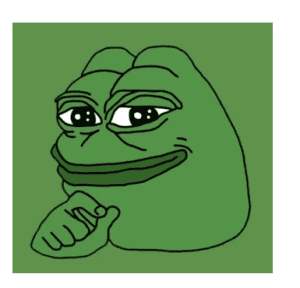 This is a picture of the pepe meme. DAiM advises not to invest in meme cryptos